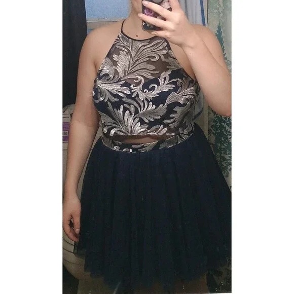 Teeze Me Size 11/12 Women's Silver And Blue Prom Dress - Picture 6 of 13